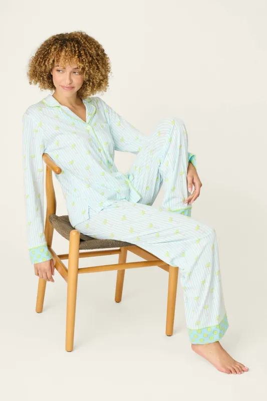 Playful Prints Salty Cadillac Striped Long PJ Set sold by P.J. Salvage