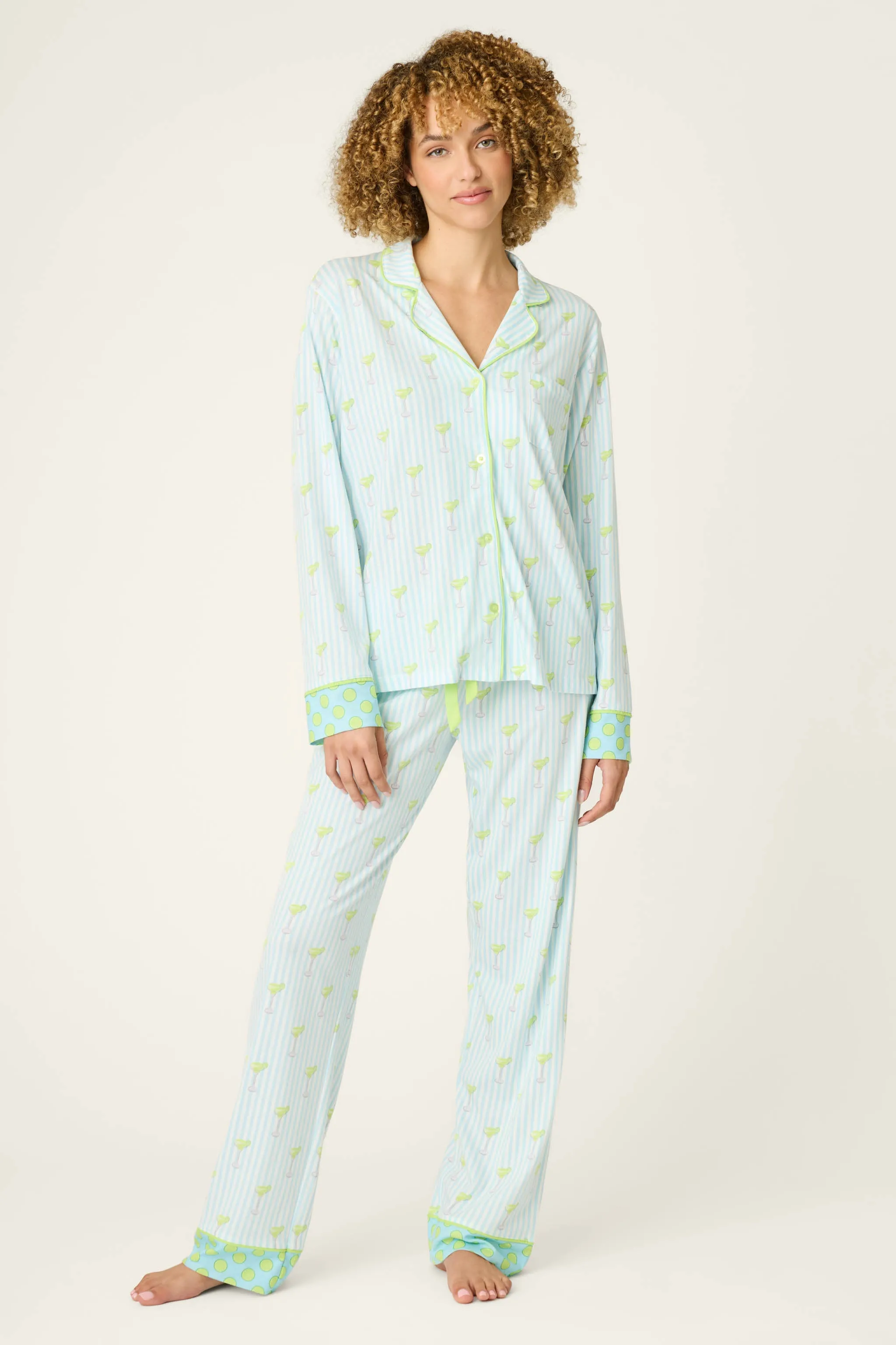 Playful Prints Salty Cadillac Striped Long PJ Set sold by P.J. Salvage product image thumbnail 3