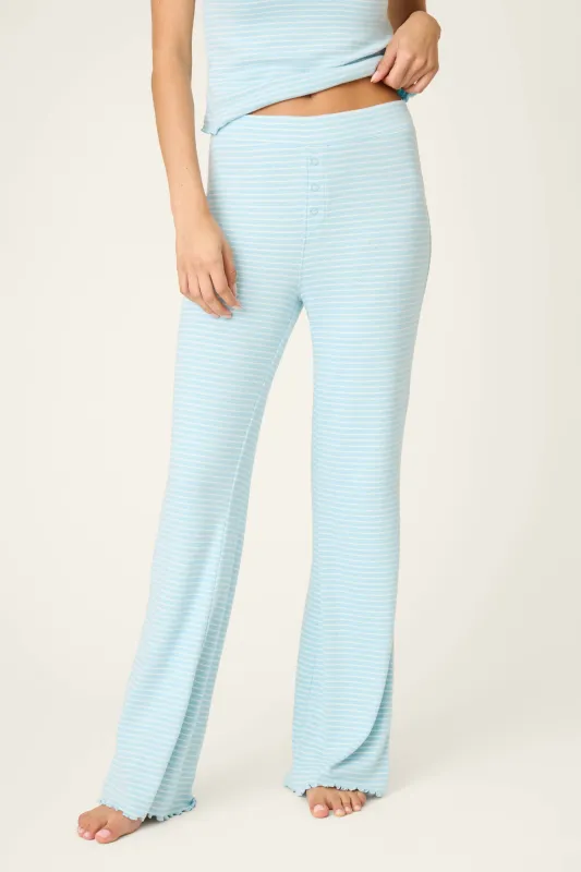 Sweet Stripes Morning Blue Open Leg Pajama Pants made by P.J. Salvage