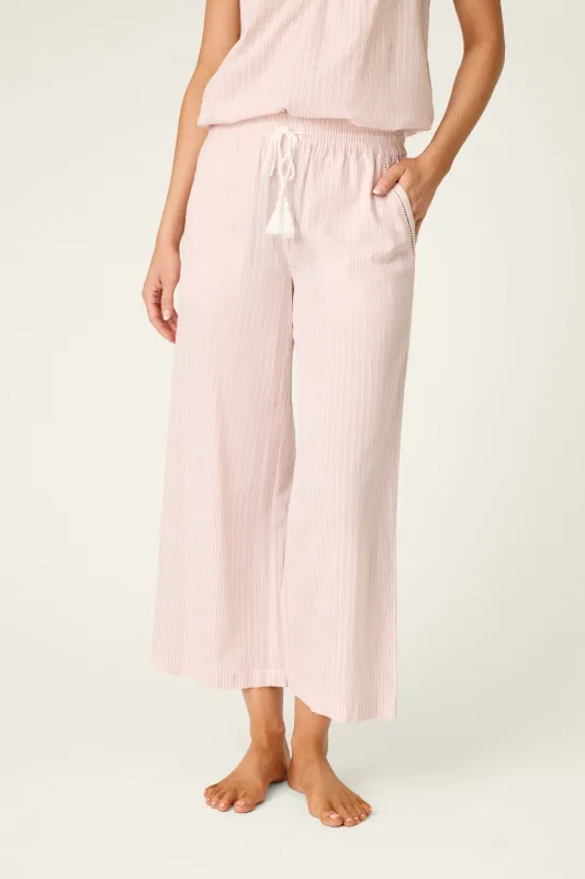 On Cloud Nine Silver Rose Cropped Lounge Pants made by P.J. Salvage