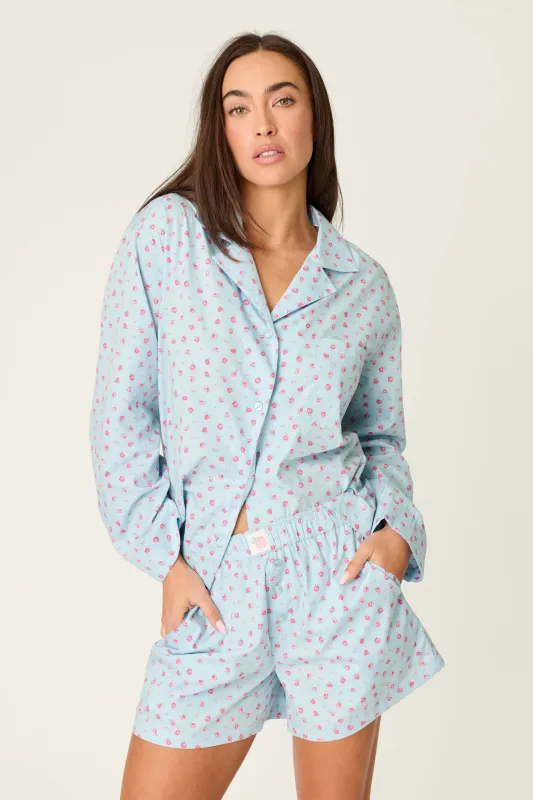 Afterparty Poplin Rosy Nights Short PJ Set made by P.J. Salvage