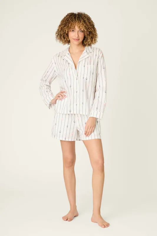 Afterparty Poplin Sail Away Short PJ Set made by P.J. Salvage