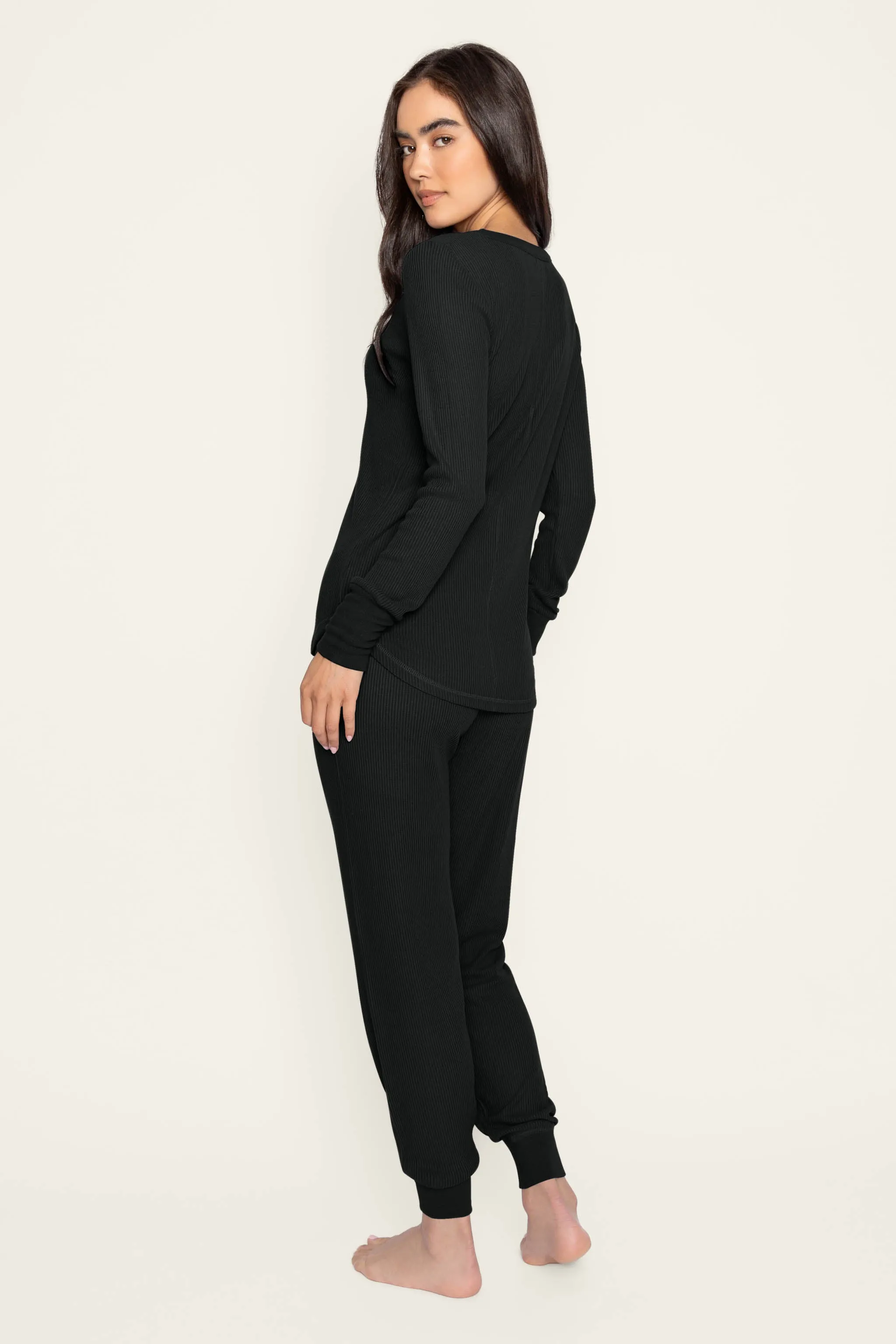 Textured Essentials Black Long PJ Set sold by P.J. Salvage product image thumbnail 2