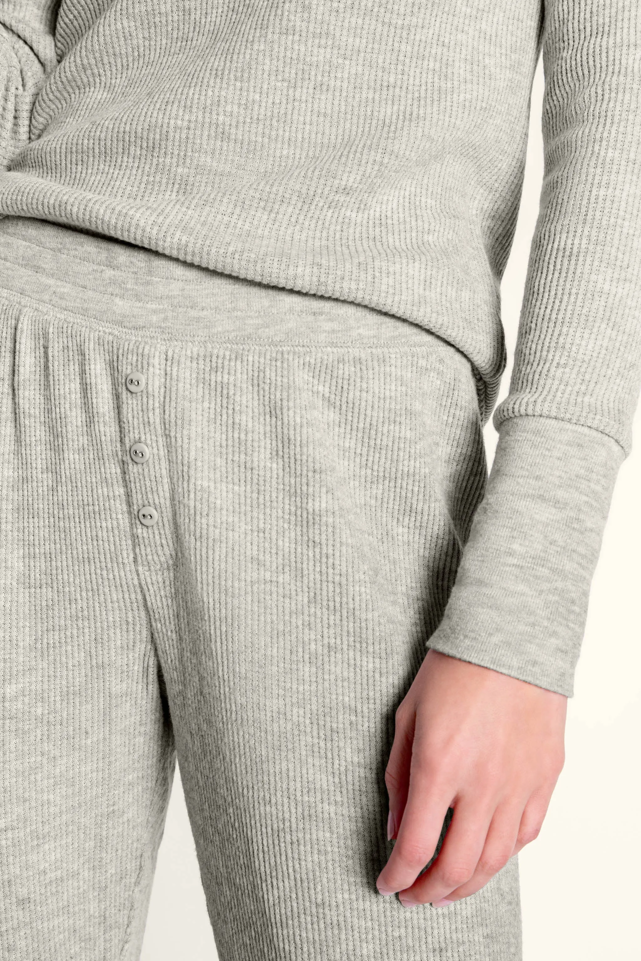 Textured Essentials Heather Grey Long PJ Set sold by P.J. Salvage product image thumbnail 4