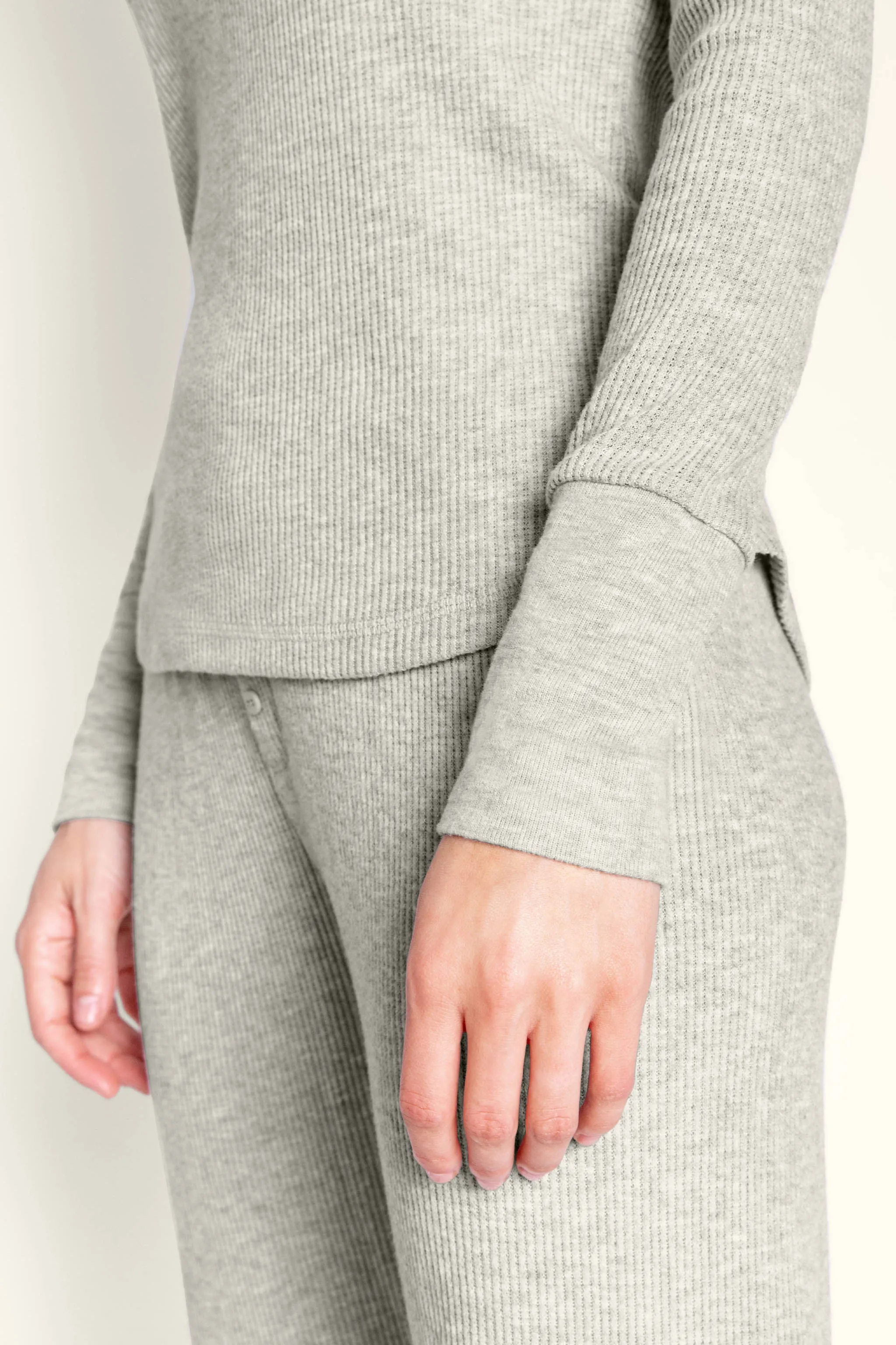 Textured Essentials Heather Grey Long PJ Set sold by P.J. Salvage product image thumbnail 5