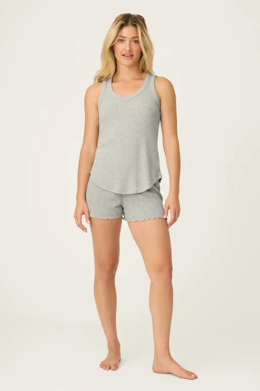 Textured Essentials Heather Grey Short PJ Set made by P.J. Salvage