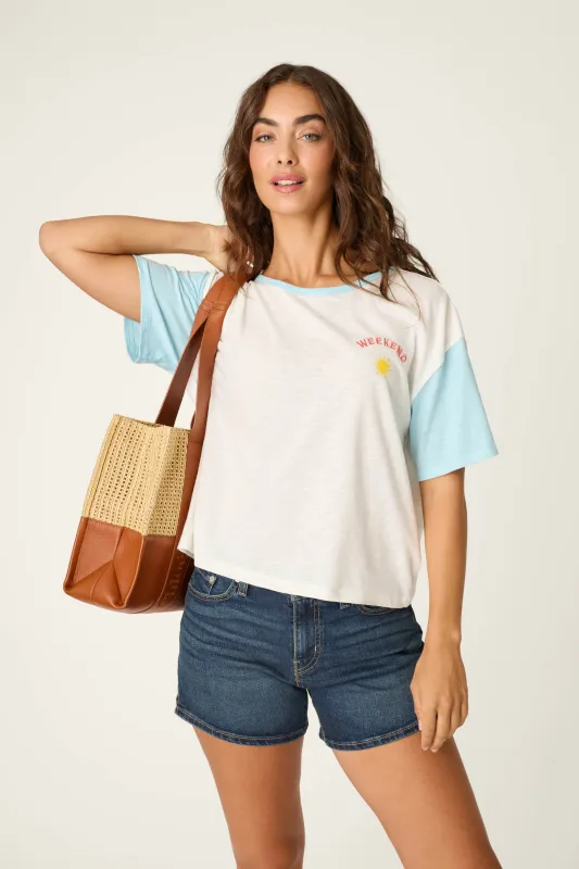 Sunday Funday Embroidered "Weekend" T-Shirt made by P.J. Salvage