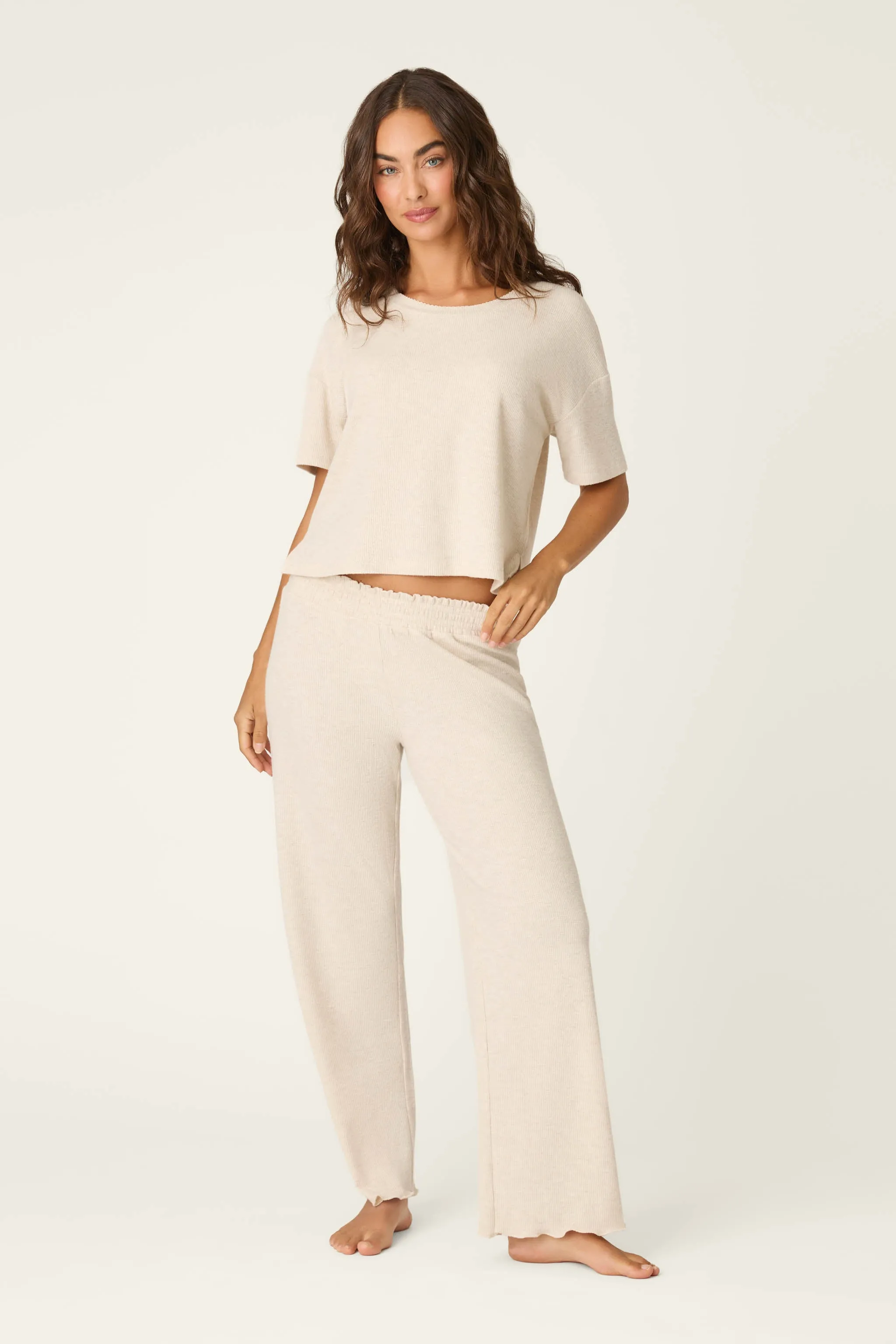 Weekend Waffles Light Oatmeal Cropped PJ Set sold by P.J. Salvage product image thumbnail 2
