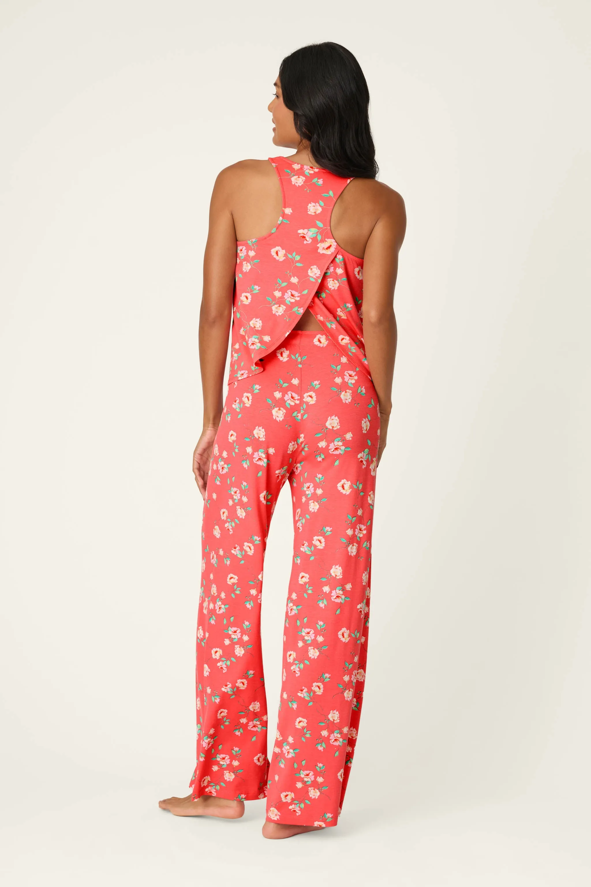 Siesta Dreams Dark Coral Floral Print Long PJ Set sold by P.J. Salvage product image thumbnail 3
