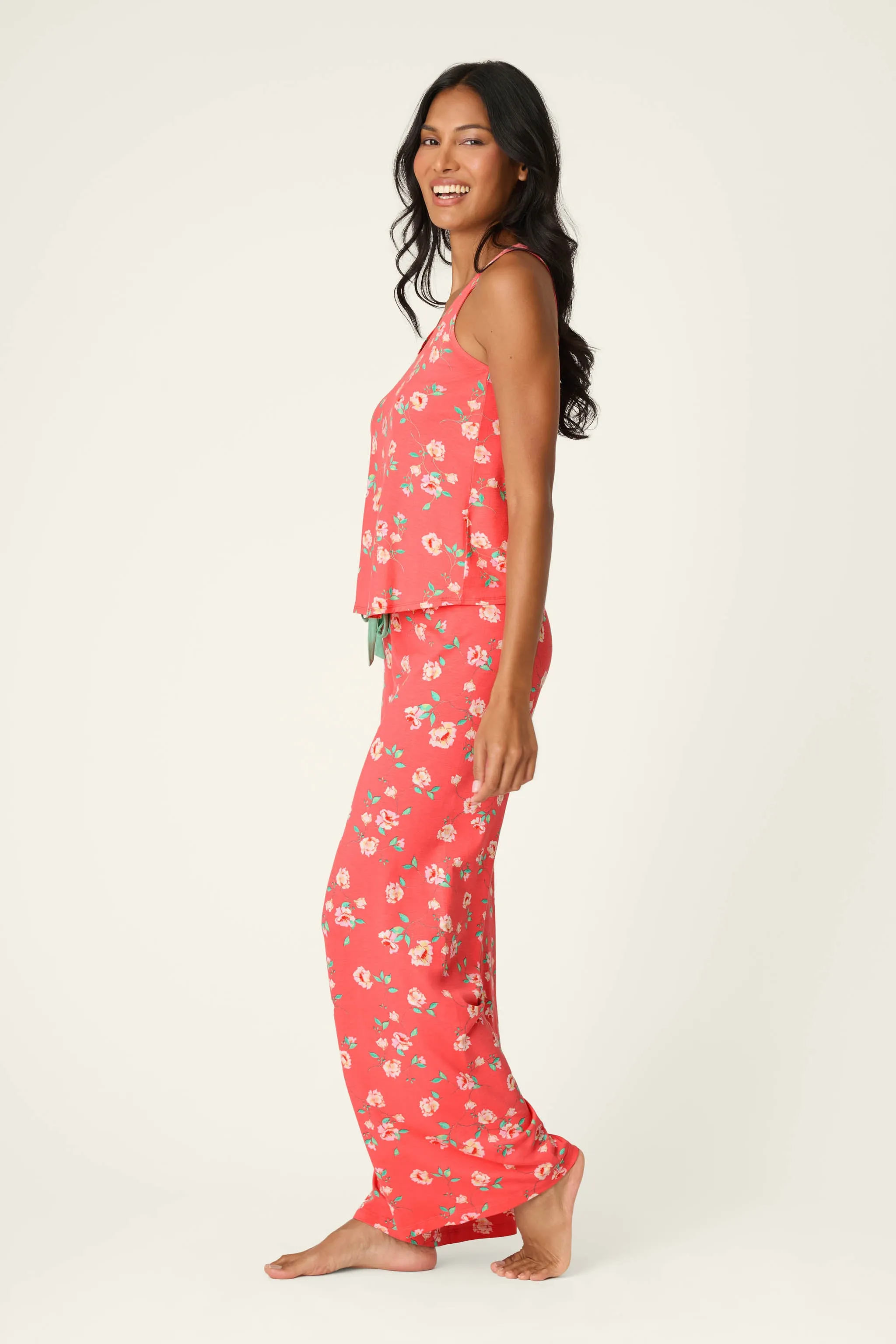 Siesta Dreams Dark Coral Floral Print Long PJ Set sold by P.J. Salvage product image thumbnail 4