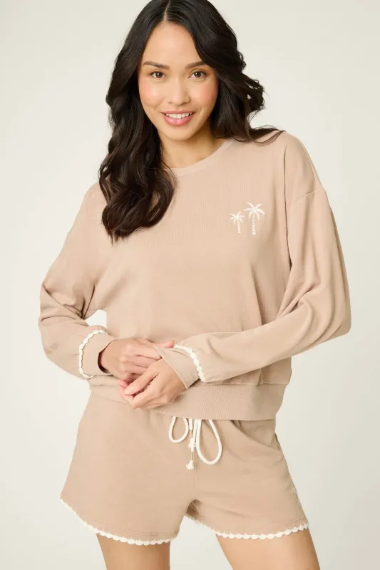Palms Away Warm Taupe Long Sleeve Top made by P.J. Salvage