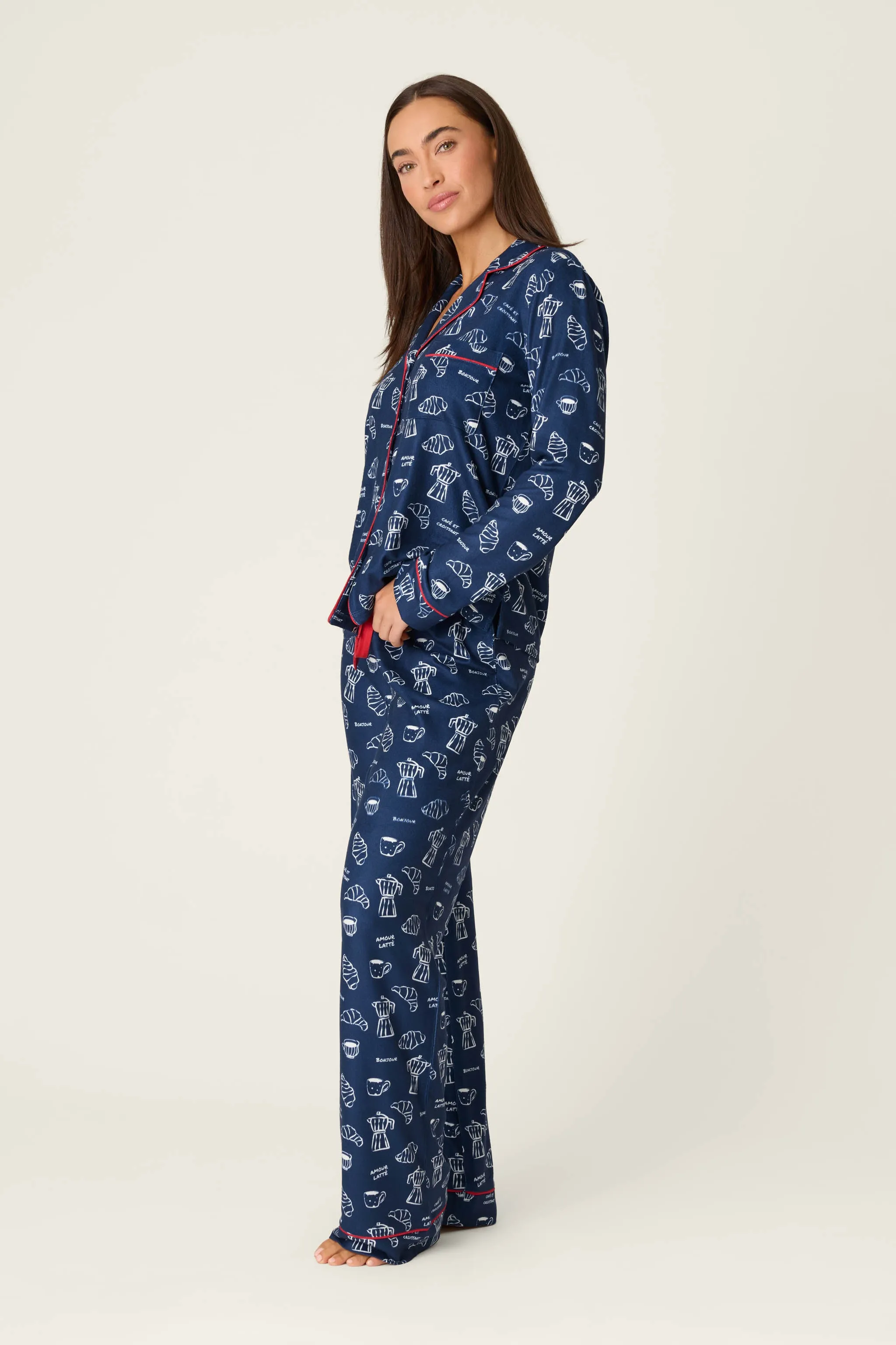 Bonjour Babe French Breakfast Print Long Sleeve PJ Set sold by P.J. Salvage product image thumbnail 3