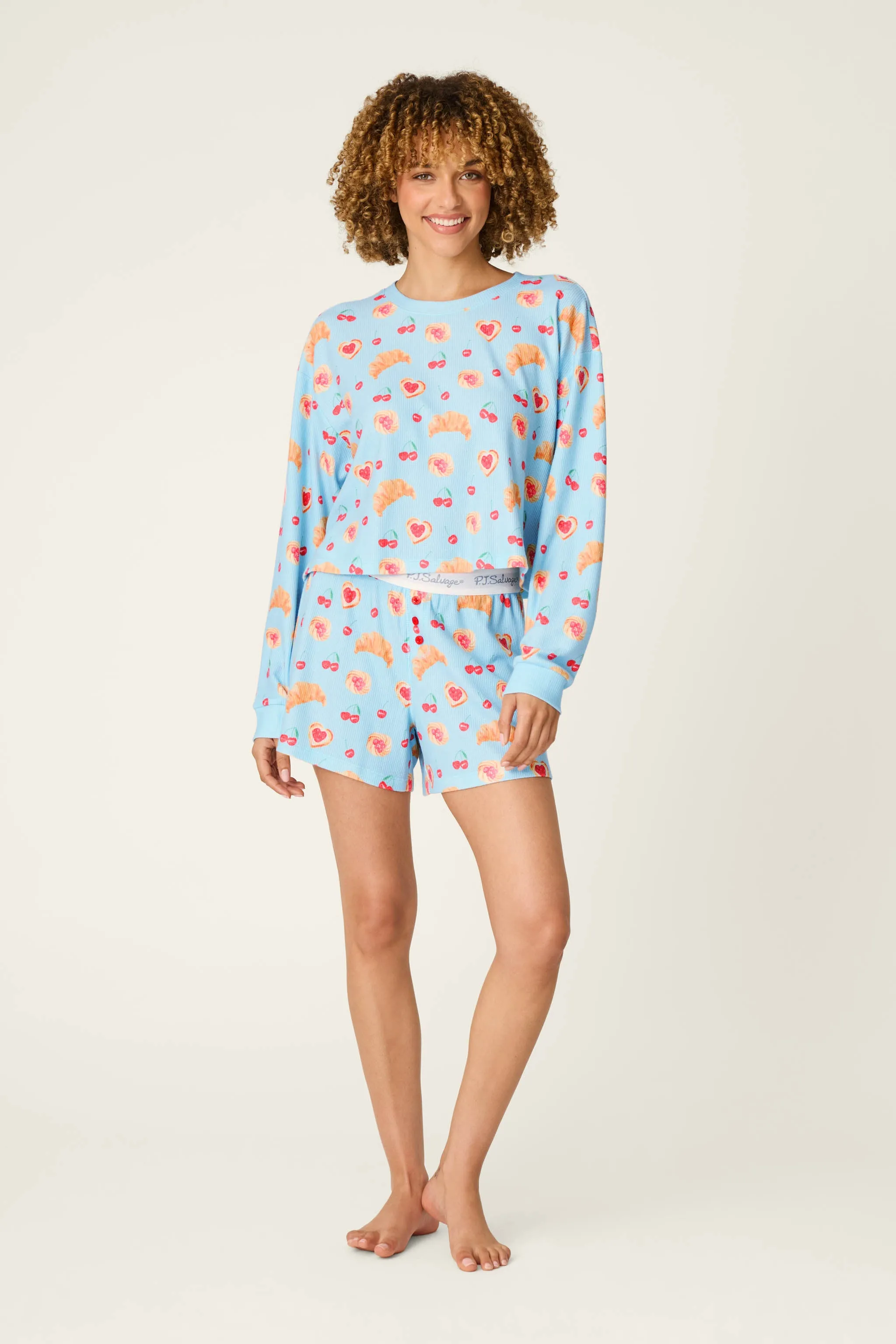 Boyfriend Boxer Pastry Print Long Sleeve & Shorts PJ Set sold by P.J. Salvage product image thumbnail 3
