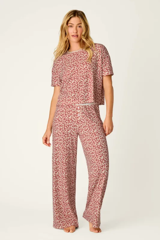 Boyfriend Boxer Leopard Print Short Sleeve & Pants PJ Set made by P.J. Salvage