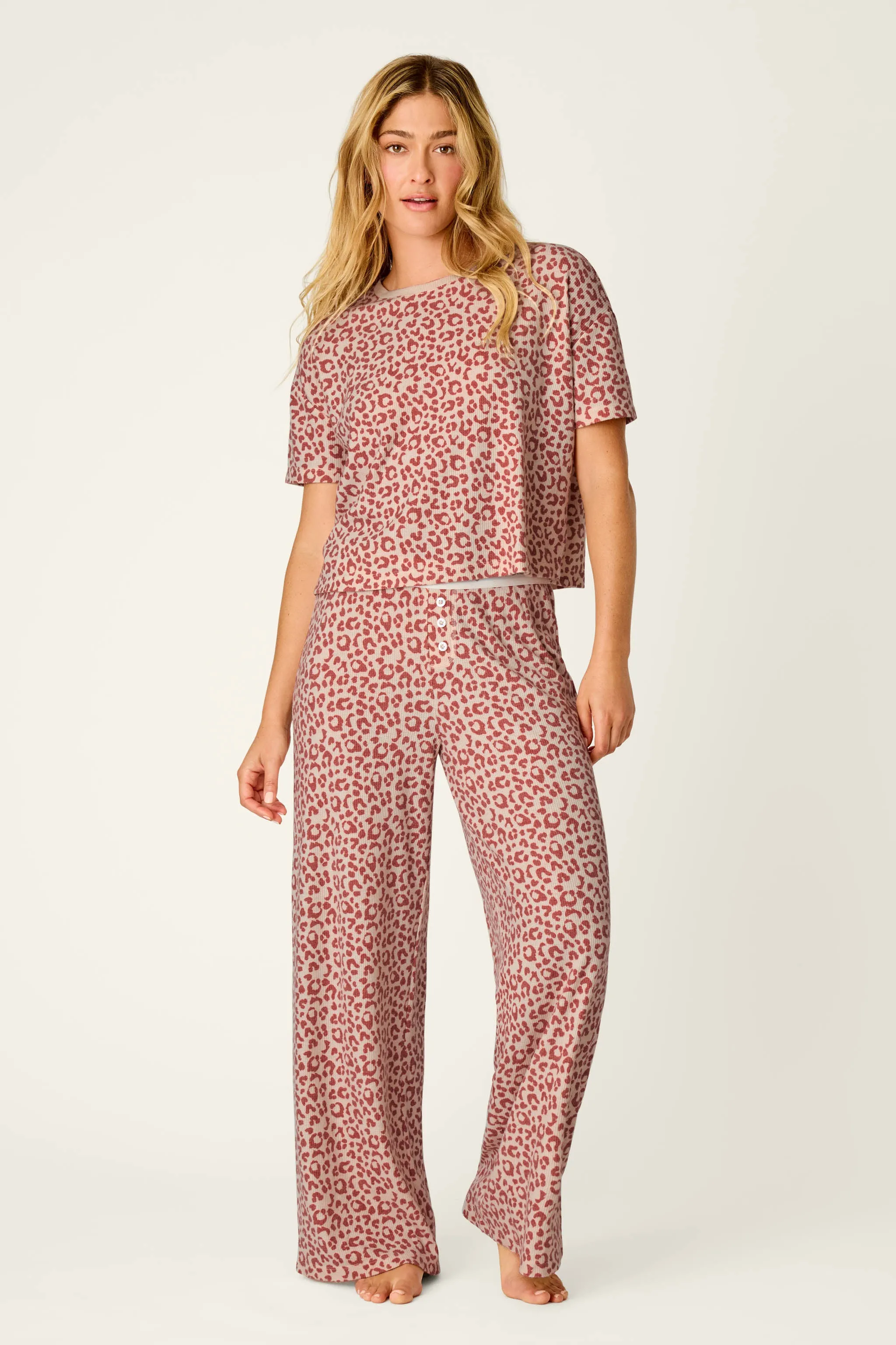 Boyfriend Boxer Leopard Print Short Sleeve & Pants PJ Set sold by P.J. Salvage
