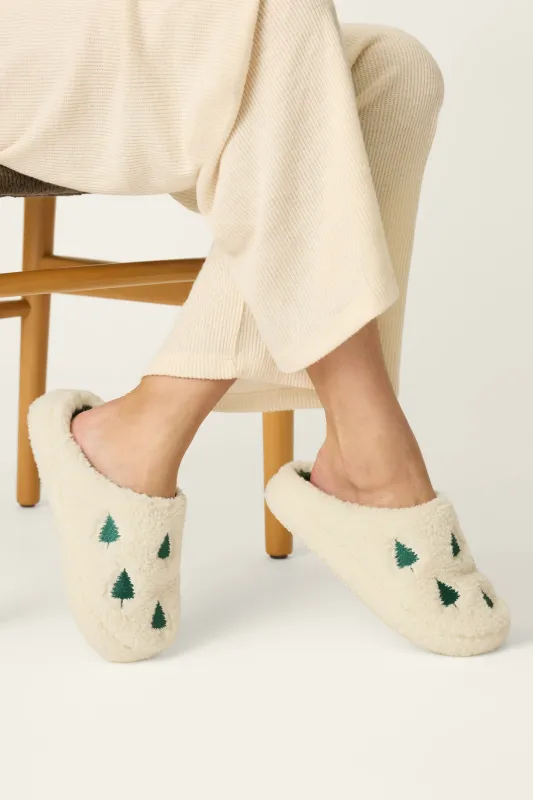 Tree Print Fleece Slippers made by P.J. Salvage