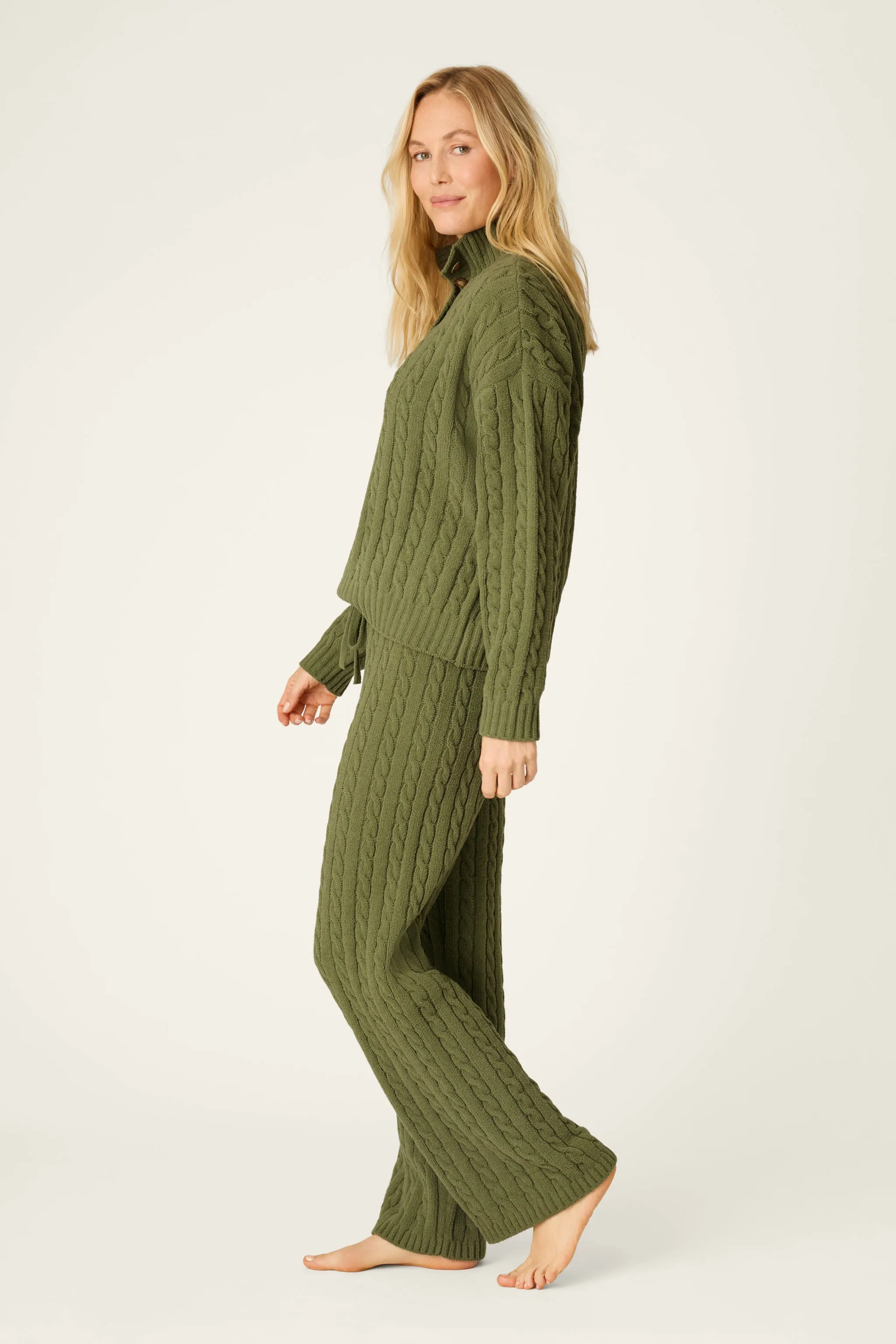 Cozy Chenille Cable Knit Olivine Pullover Lounge Set sold by P.J. Salvage product image thumbnail 4