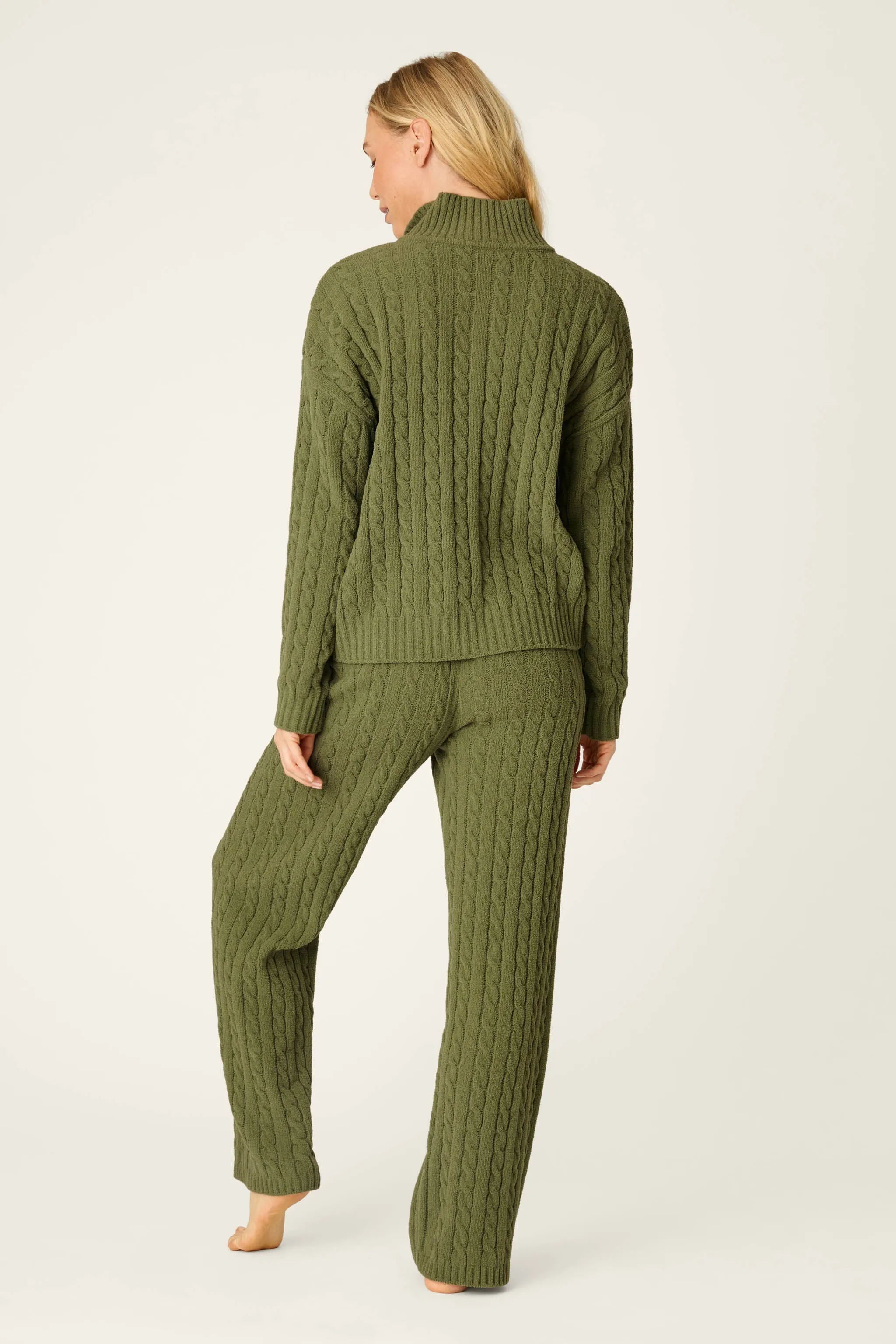 Cozy Chenille Cable Knit Olivine Pullover Lounge Set sold by P.J. Salvage product image thumbnail 3