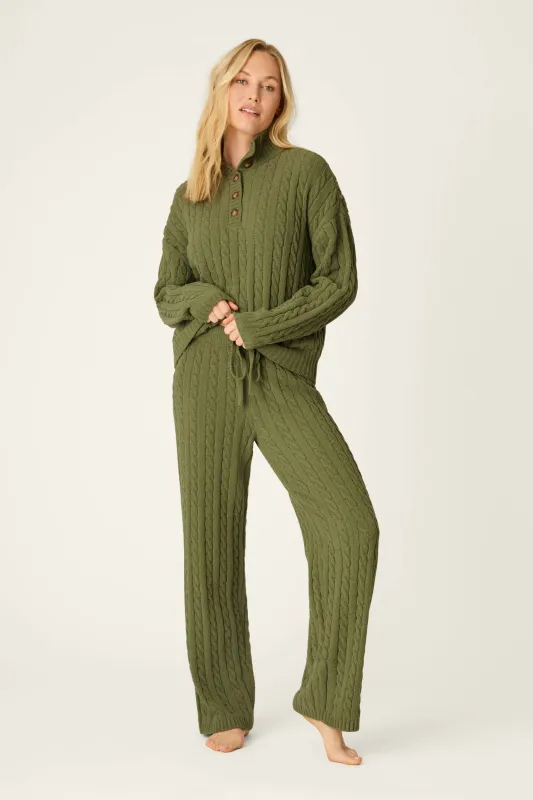 Cozy Chenille Cable Knit Olivine Pullover Lounge Set made by P.J. Salvage