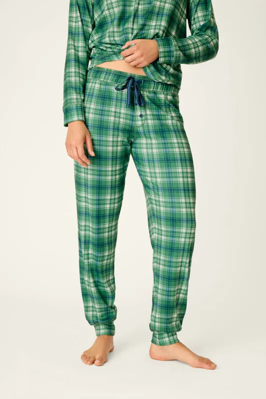 Plaid About You Blue & Green Plaid Jogger Pajama Pants made by P.J. Salvage