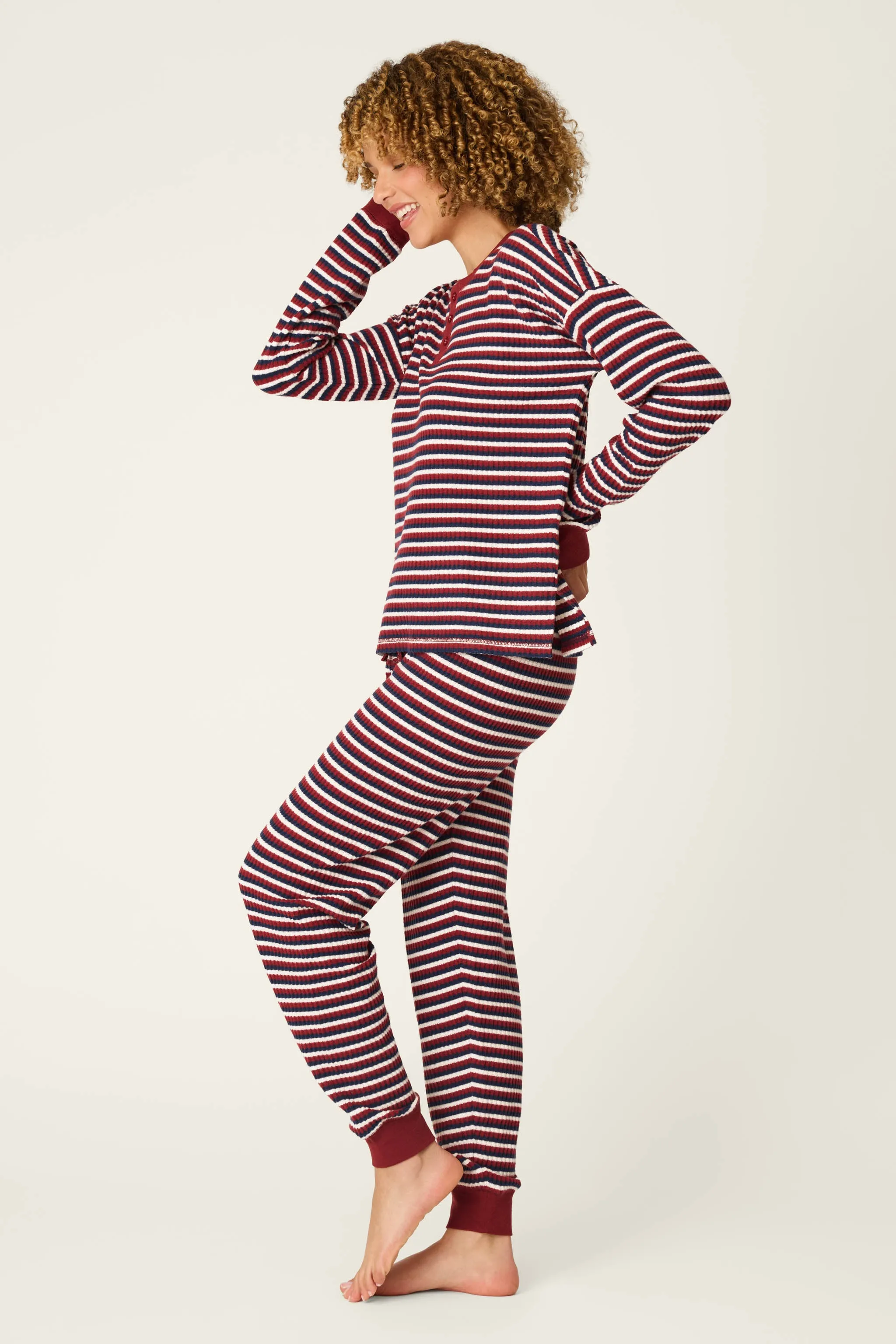 Ski Jammie Classics Striped Long Sleeve Jogger PJ Set sold by P.J. Salvage product image thumbnail 4