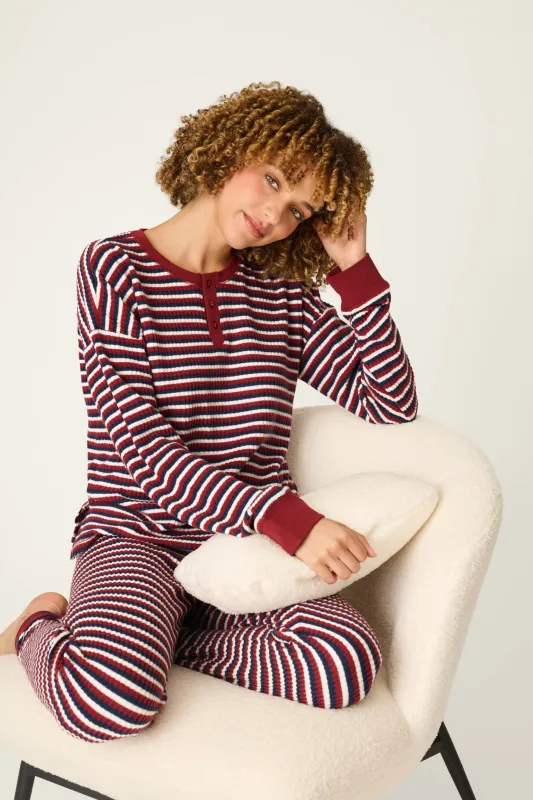 Ski Jammie Classics Striped Long Sleeve Jogger PJ Set made by P.J. Salvage