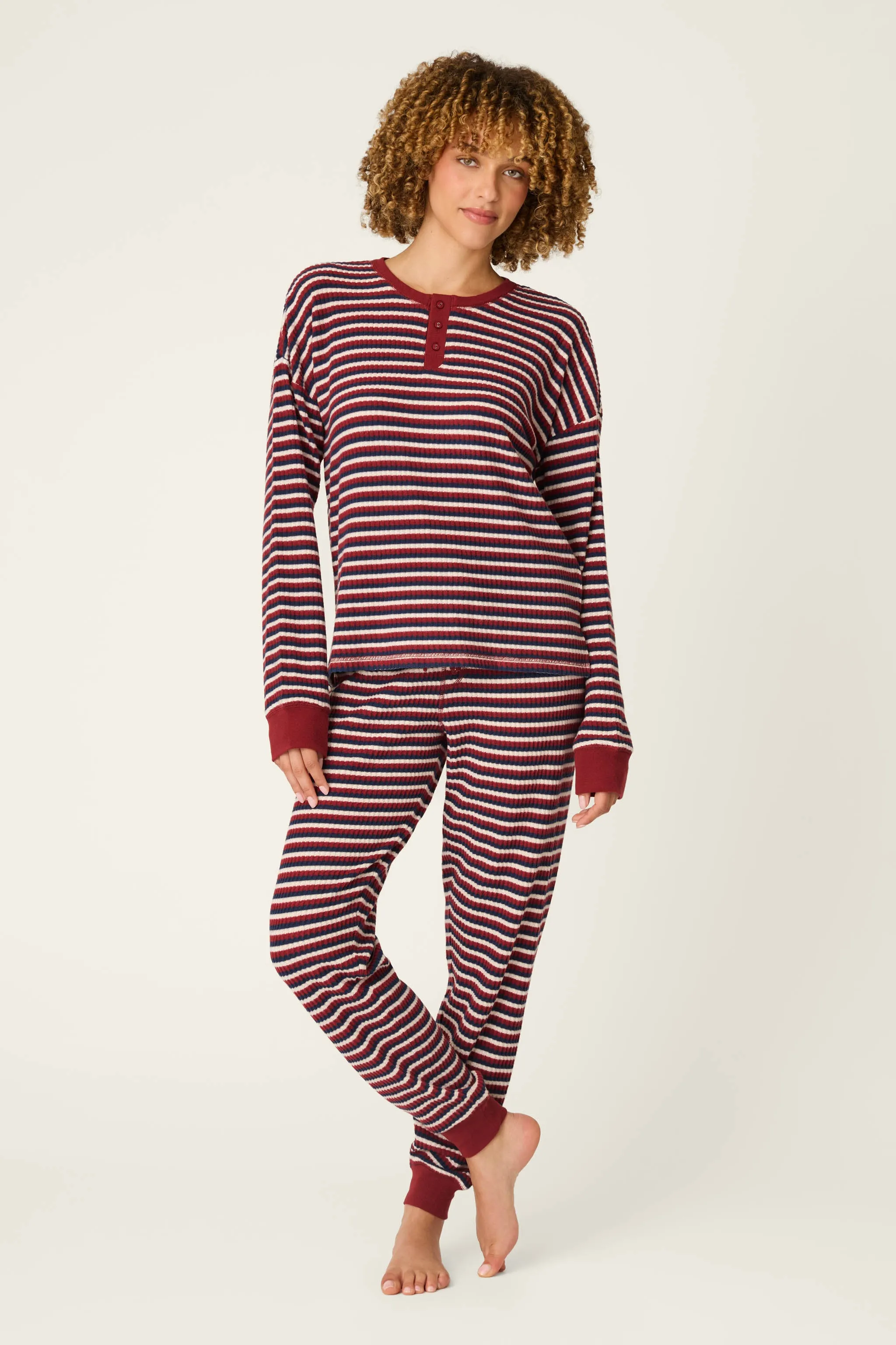 Ski Jammie Classics Striped Long Sleeve Jogger PJ Set sold by P.J. Salvage product image thumbnail 3