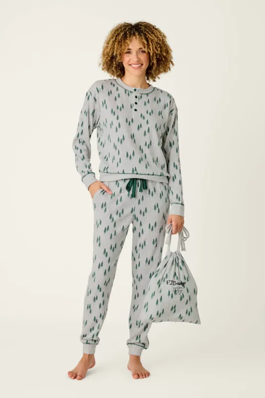 Pine Tree Print 3-Piece PJ Gift Set made by P.J. Salvage