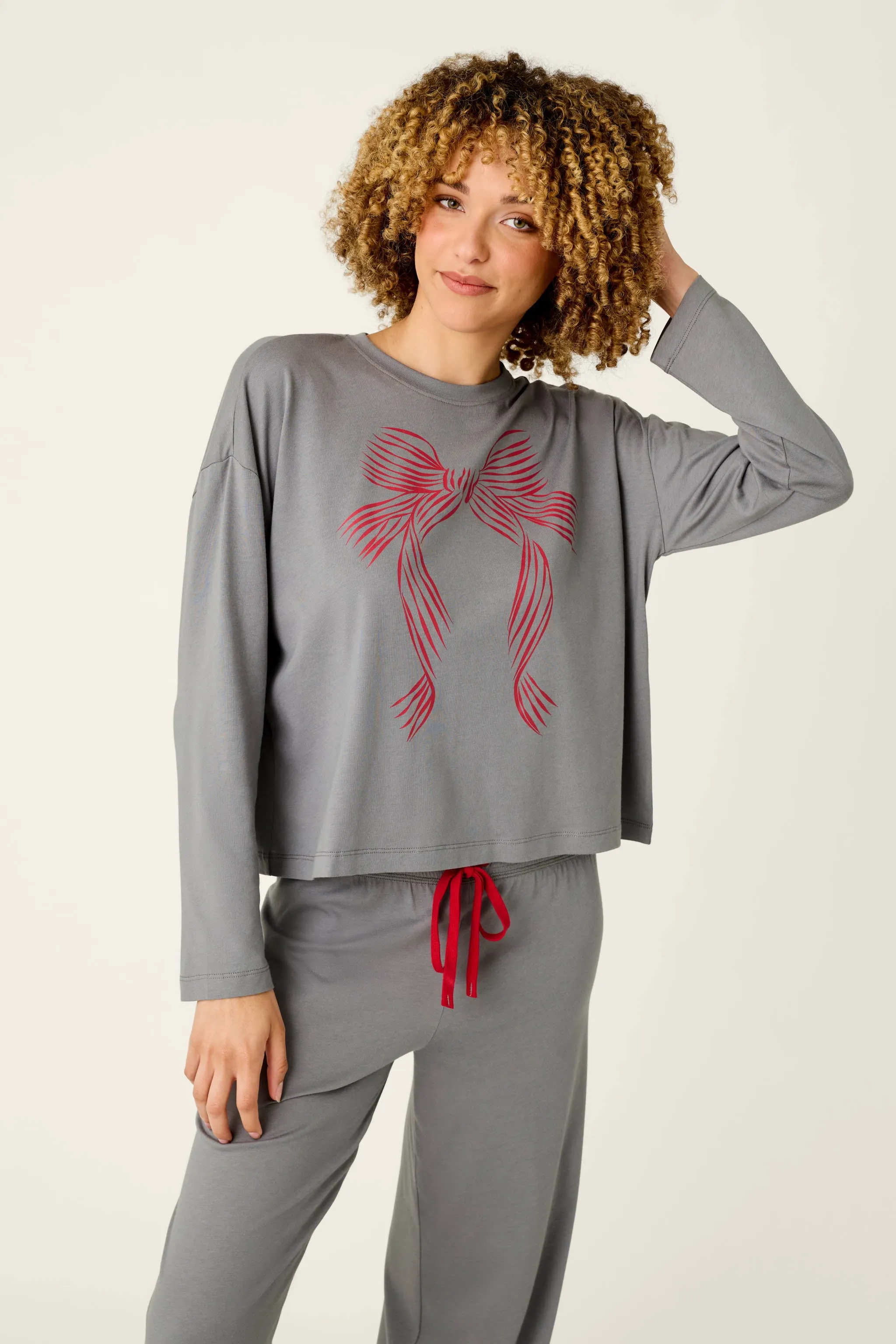 Bow Graphic Long Sleeve Pajama Set sold by P.J. Salvage product image thumbnail 5