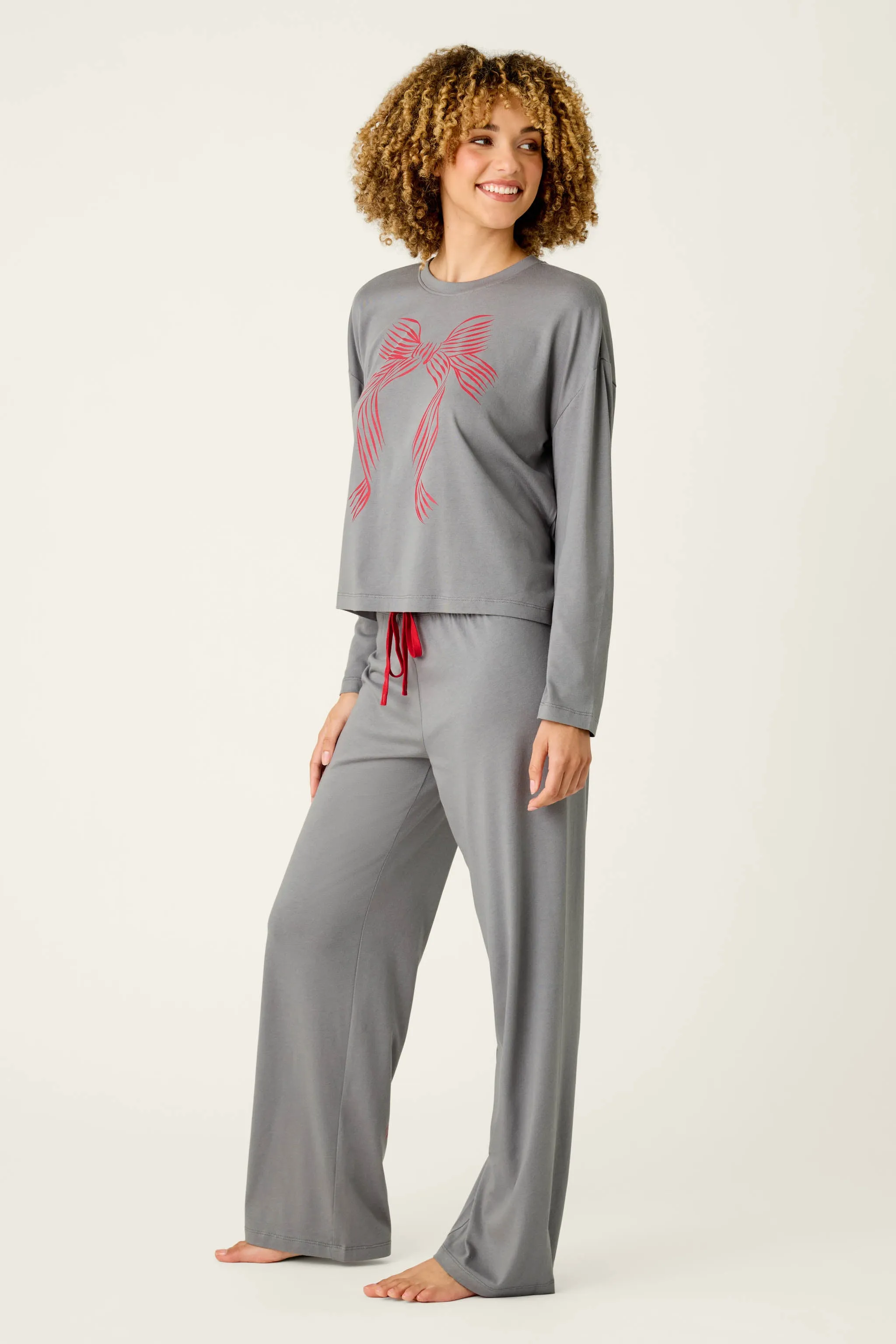Bow Graphic Long Sleeve Pajama Set sold by P.J. Salvage product image thumbnail 3