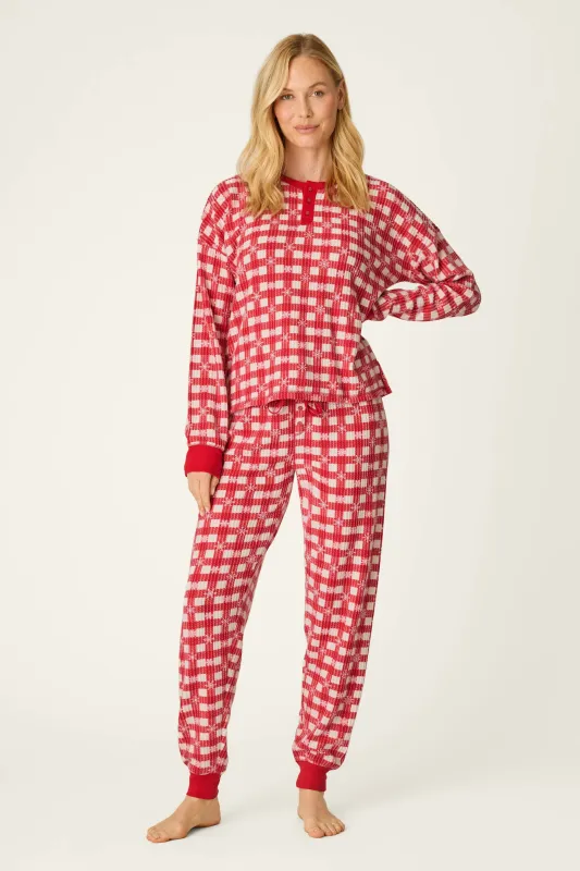 Ski Jammie Classics Snowflake Picnic Jogger PJ Set made by P.J. Salvage