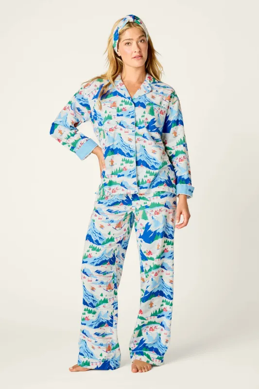 Ski Ya Later Skiing Bears Print 3-Piece Flannel PJ Pant Set made by P.J. Salvage