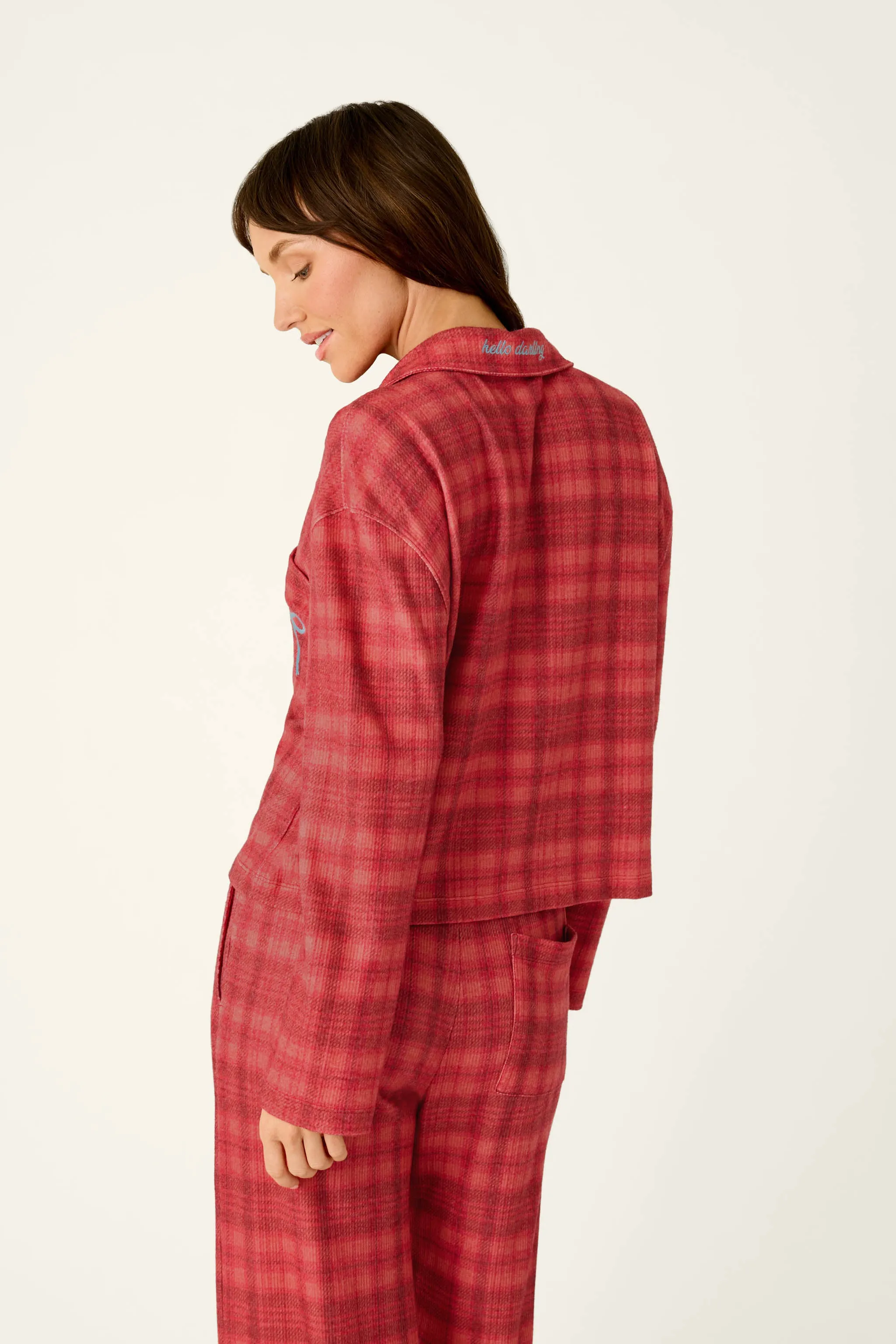 Mad for Plaid Long Sleeve Notch Collar Top sold by P.J. Salvage product image thumbnail 2