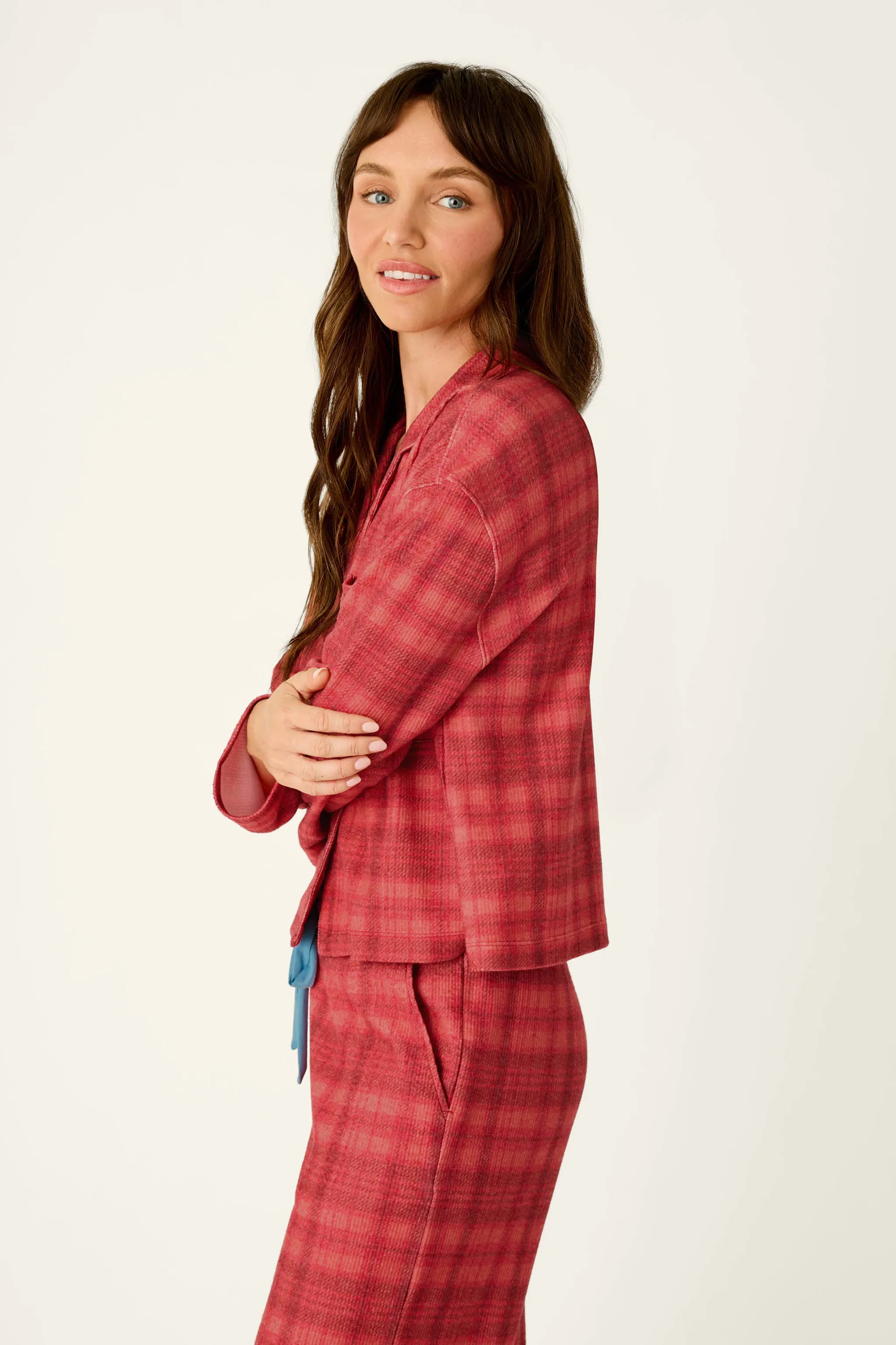 Mad for Plaid Long Sleeve Notch Collar Top sold by P.J. Salvage product image thumbnail 4
