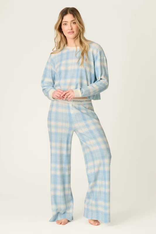 Boyfriend Boxer Blue Plaid Long Sleeve PJ Set made by P.J. Salvage