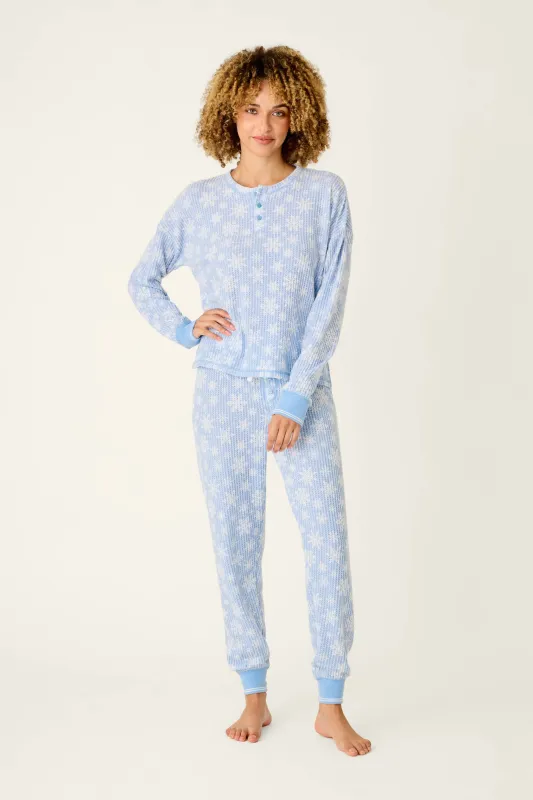 Ski Jammie Classics Snowflake Print Long Sleeve PJ Set made by P.J. Salvage