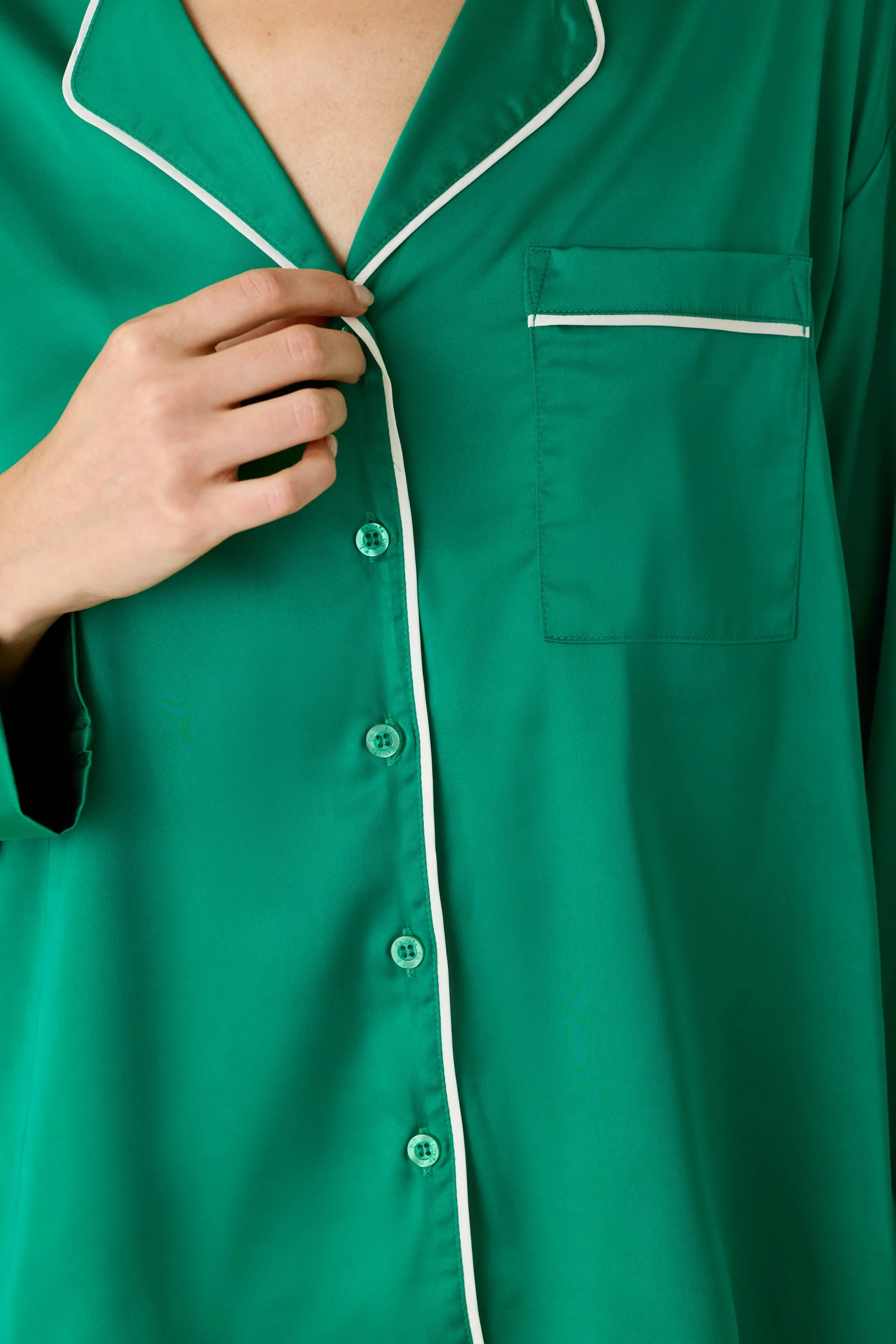Moonlight Muse Green Satin Long Sleeve PJ Set sold by P.J. Salvage product image thumbnail 5