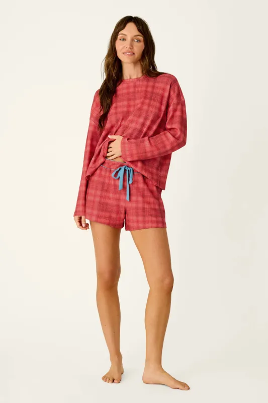 Mad for Plaid Long Sleeve & Shorts PJ Set made by P.J. Salvage