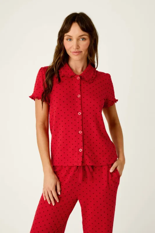 Femme de Noel Tonal Dot Short Sleeve Top made by P.J. Salvage