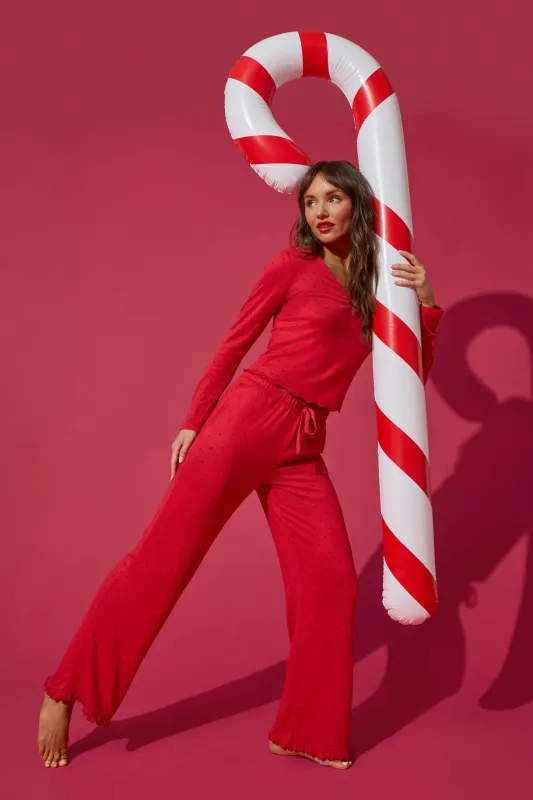 Femme de Noel Tonal Dot Long Sleeve PJ Set made by P.J. Salvage