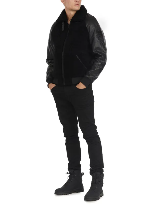 Campbell Men's Shearling and Leather Varsity Jacket sold by Pajar