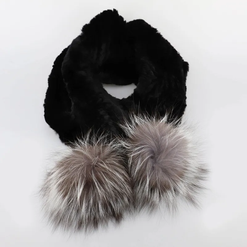 Rexal Knitted Scarf w/ Fur Pompom sold by Pajar