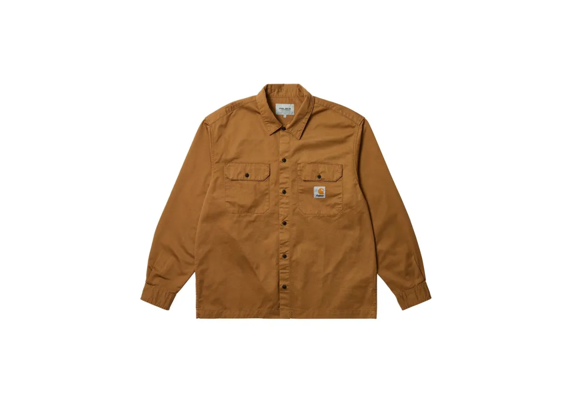 PALACE CARHARTT WIP LONGSLEEVE MASTER SHIRT HAMILTON BROWN sold by PALACE