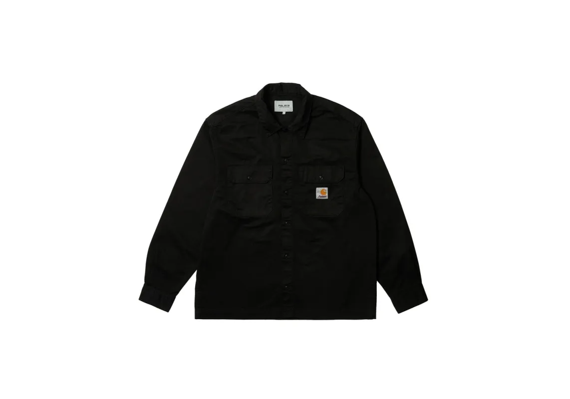 PALACE CARHARTT WIP LONGSLEEVE MASTER SHIRT WASHED BLACK sold by PALACE