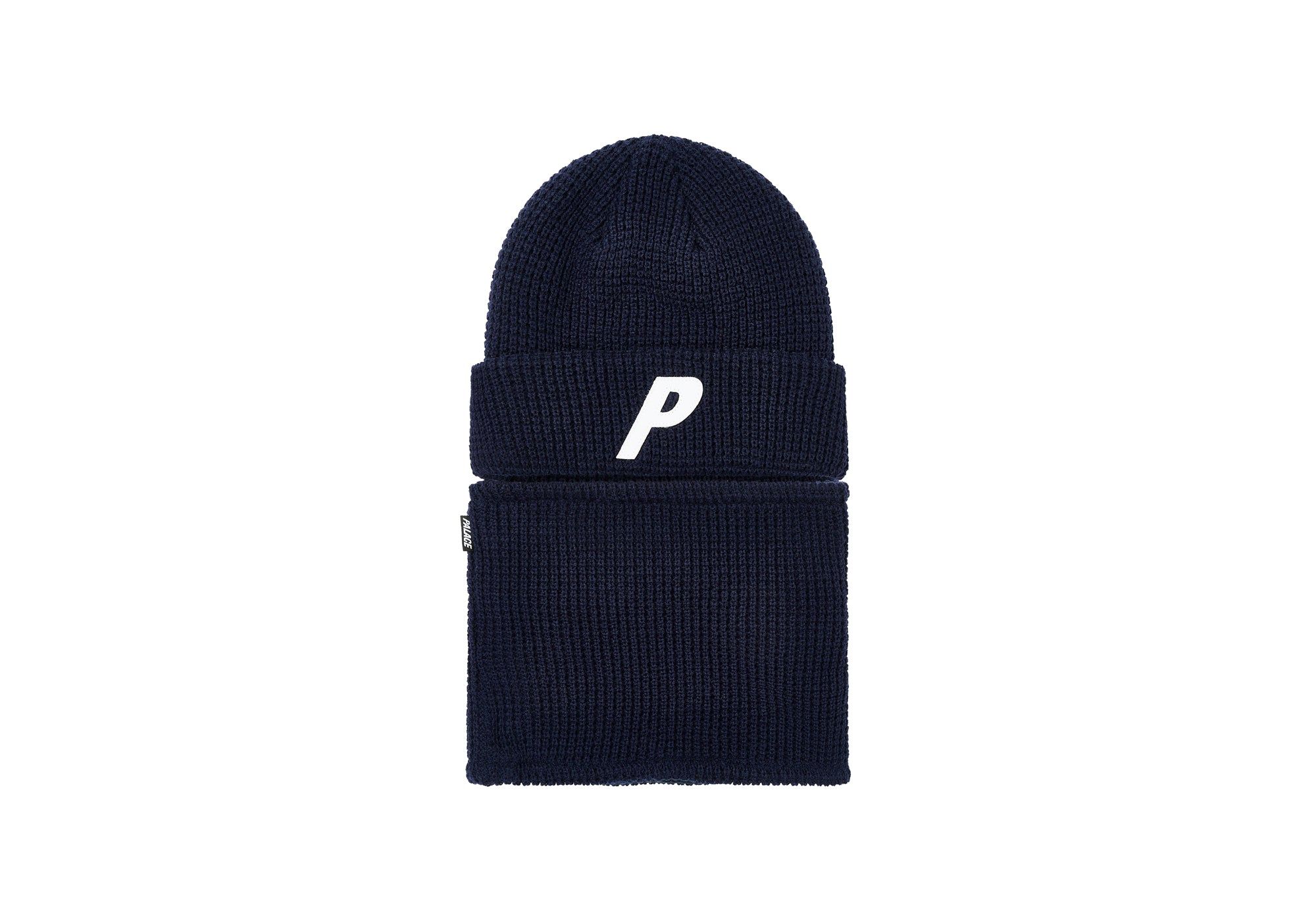 ZIP OFF FACEWARMER P BEANIE NAVY sold by PALACE
