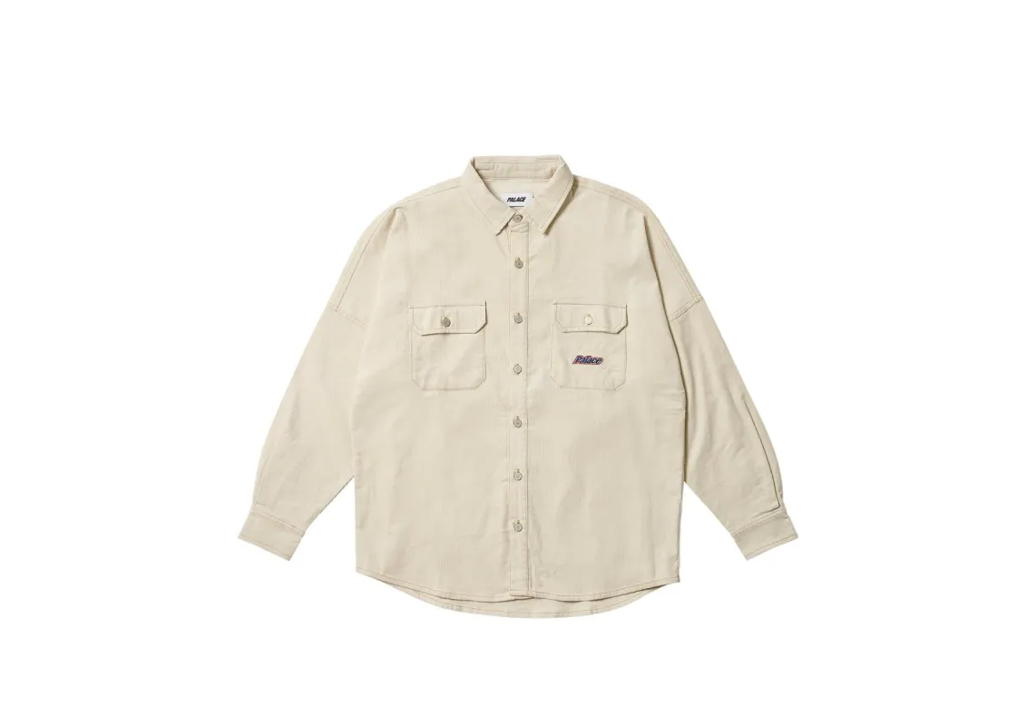 DROP SHOULDER CORD SHIRT SOFT WHITE sold by PALACE
