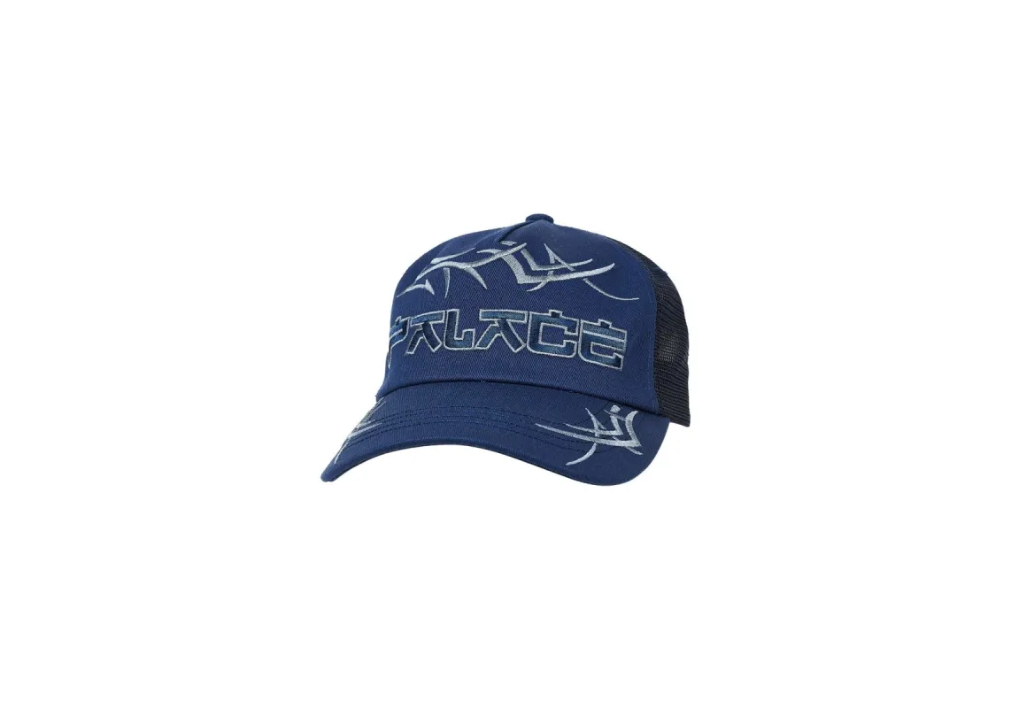 TRIBAL TRUCKER HAT NAVY made by PALACE