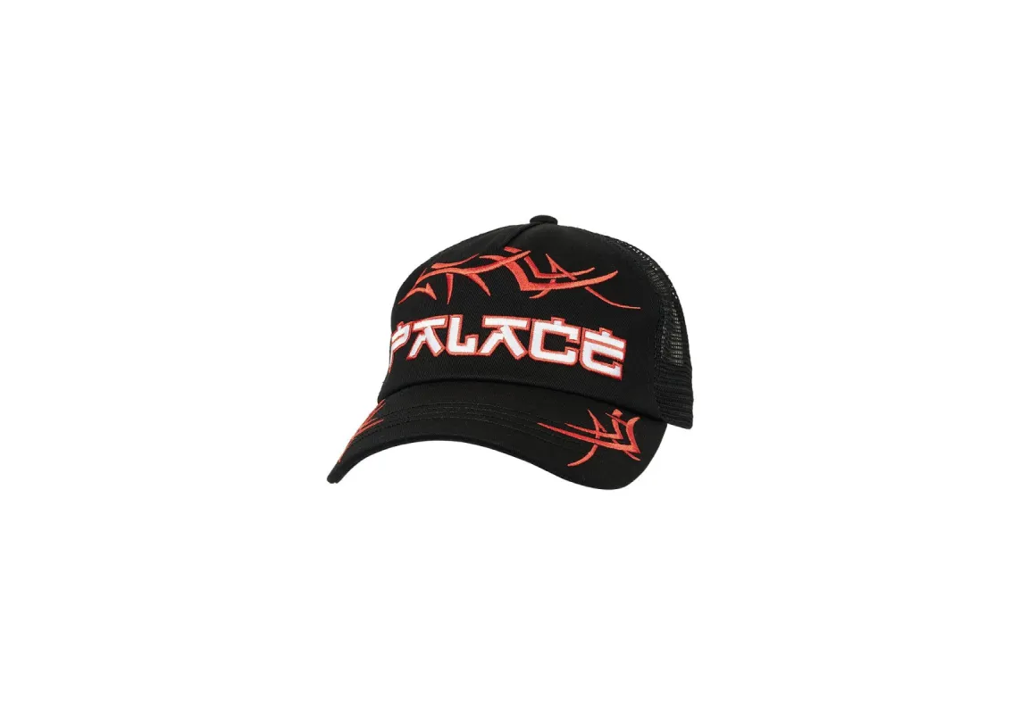 TRIBAL TRUCKER HAT BLACK made by PALACE