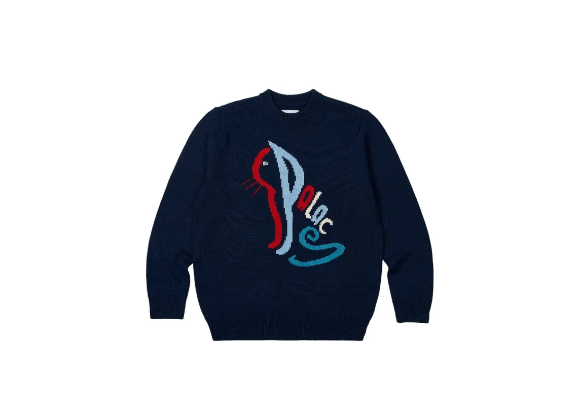 PALACE CAT KNIT NAVY sold by PALACE