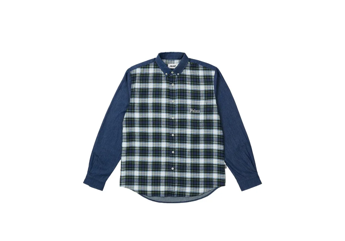 CHECK PANEL CHAMBRAY SHIRT INDIGO sold by PALACE